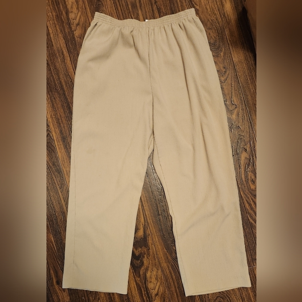 ALFRED DUNNER Sz 16 Taupe Beige Tan Wide Leg Pants - Picture 1 of 6